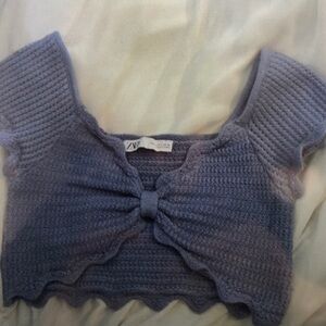 Blue Knit Crop Top